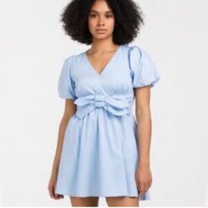 Moon River Light Blue Puff Sleeve Minidress, Size Small